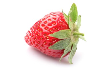 Photo of One fresh ripe strawberry isolated on white