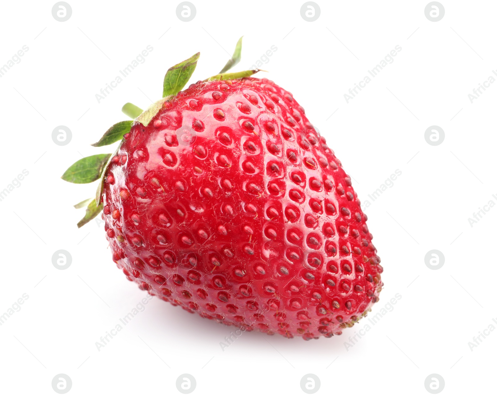 Photo of One fresh ripe strawberry isolated on white