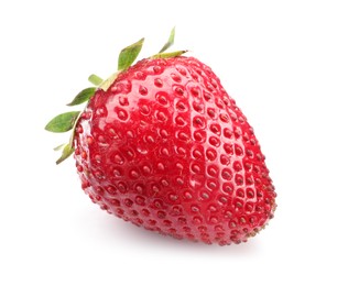 Photo of One fresh ripe strawberry isolated on white