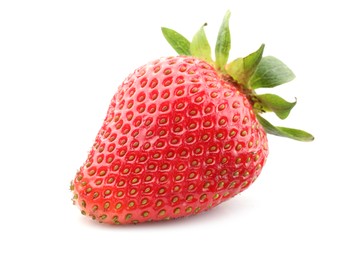 Photo of One fresh ripe strawberry isolated on white