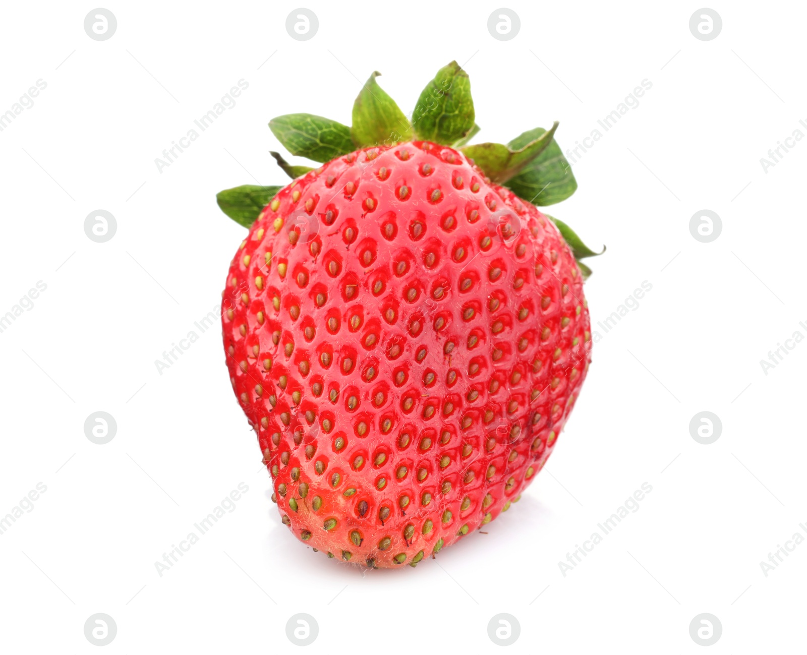 One fresh ripe strawberry isolated on white Photo of One fresh ripe strawberry isolated on white
