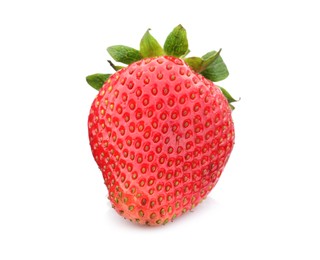Photo of One fresh ripe strawberry isolated on white