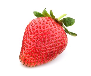 Photo of One fresh ripe strawberry isolated on white