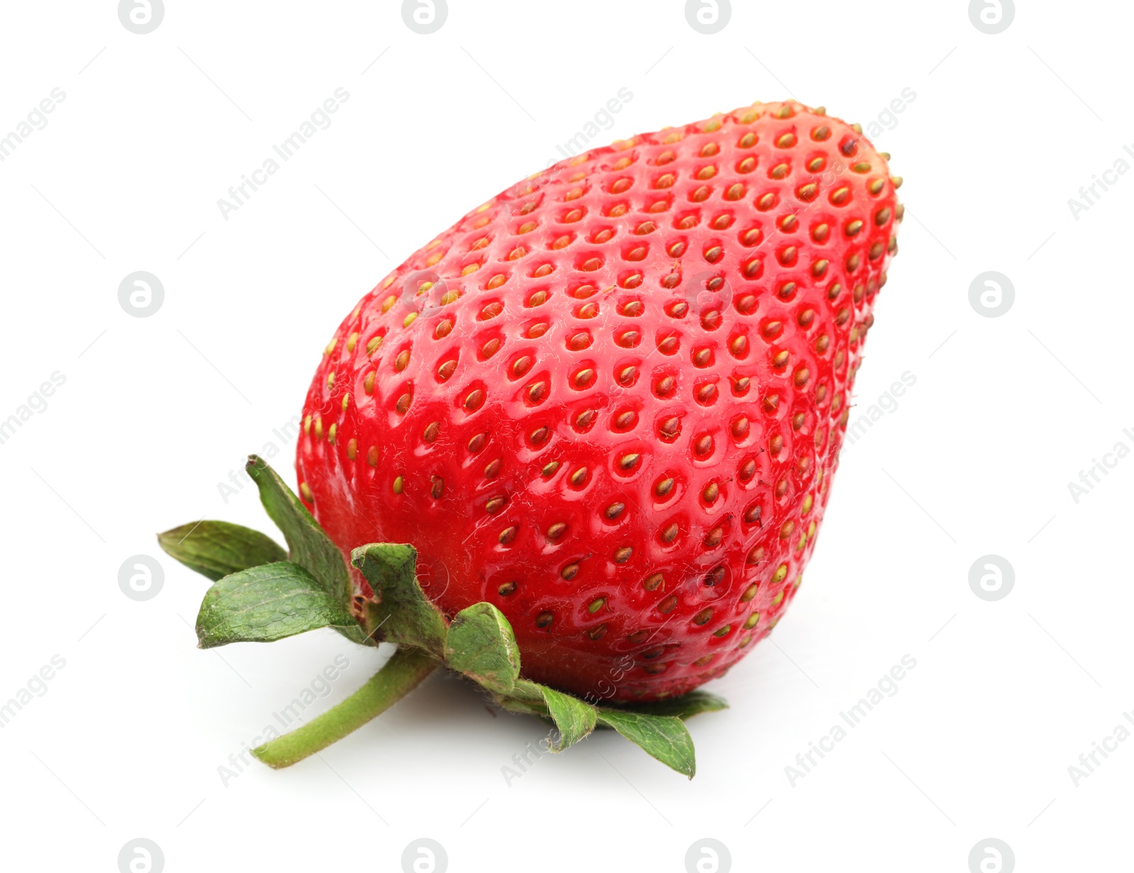 Photo of One fresh ripe strawberry isolated on white
