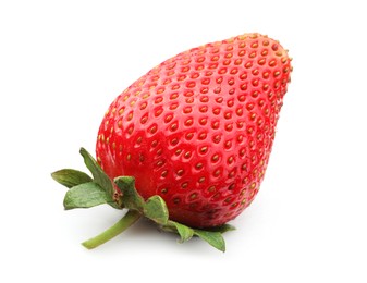 Photo of One fresh ripe strawberry isolated on white