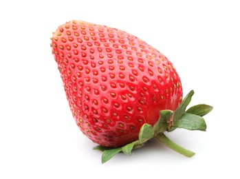 Photo of One fresh ripe strawberry isolated on white