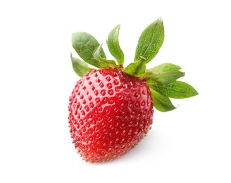 Photo of One fresh ripe strawberry isolated on white