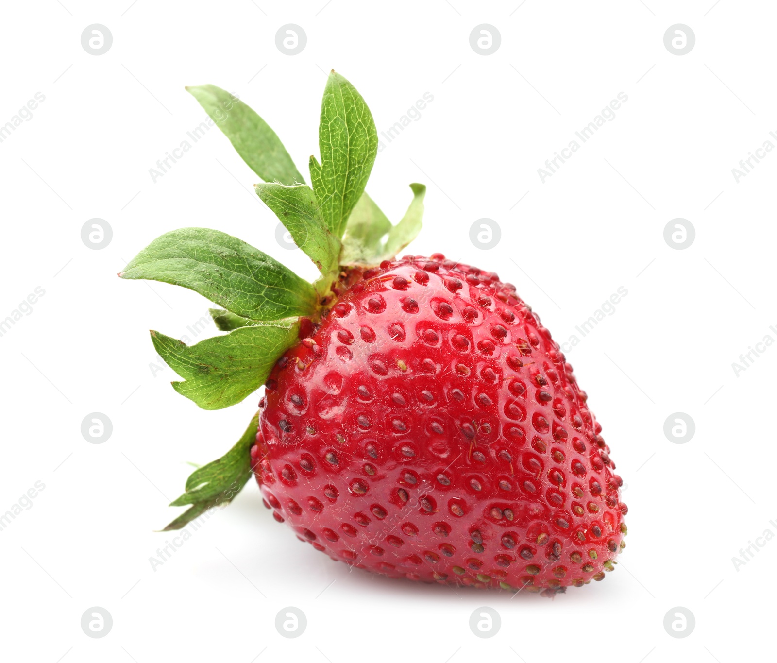 One fresh ripe strawberry isolated on white Photo of One fresh ripe strawberry isolated on white