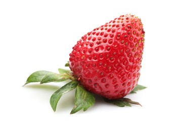 Photo of One fresh ripe strawberry isolated on white