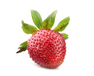 Photo of One fresh ripe strawberry isolated on white