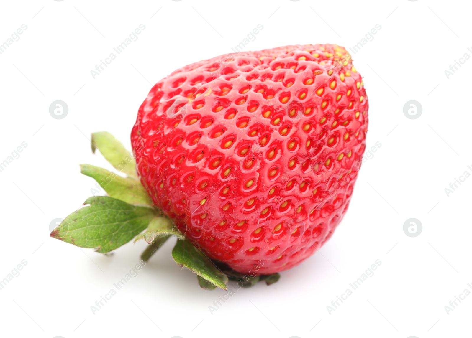 One fresh ripe strawberry isolated on white Photo of One fresh ripe strawberry isolated on white