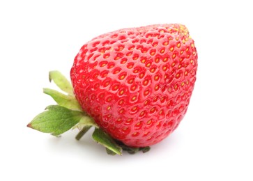 Photo of One fresh ripe strawberry isolated on white