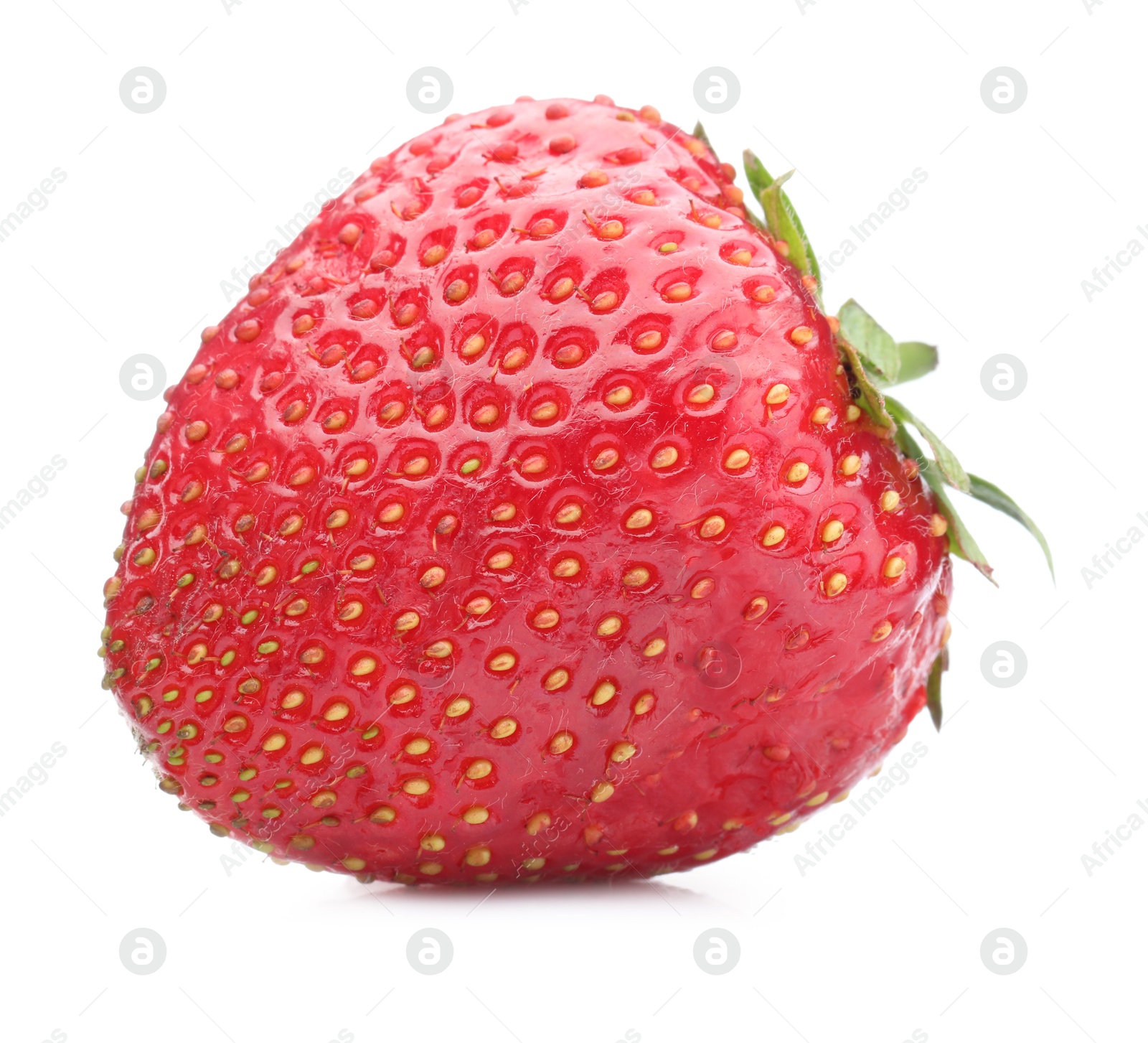 Photo of One fresh ripe strawberry isolated on white