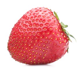 Photo of One fresh ripe strawberry isolated on white