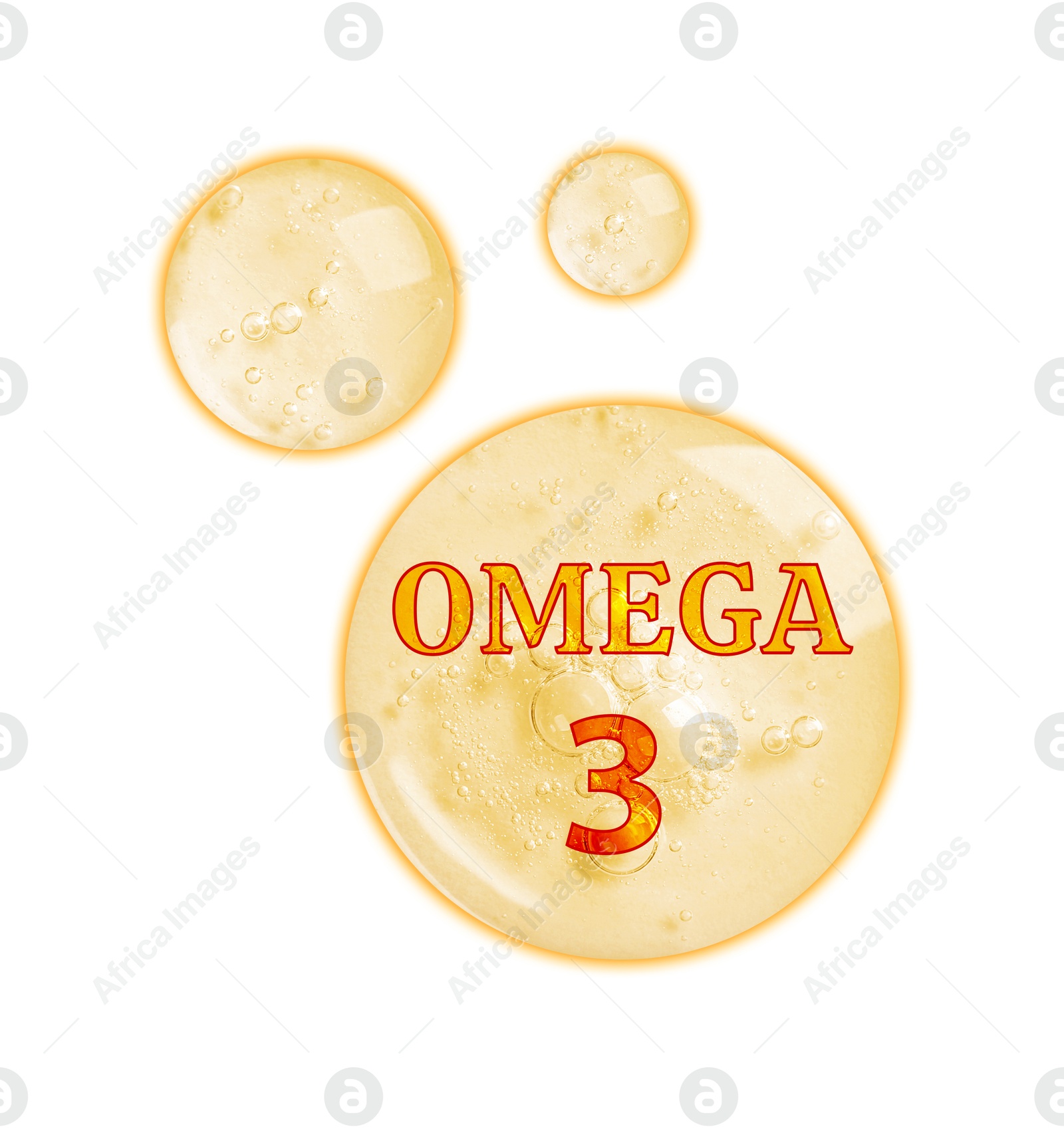 Yellow drops of Omega-3 on white background Image of Yellow drops of Omega-3 on white background