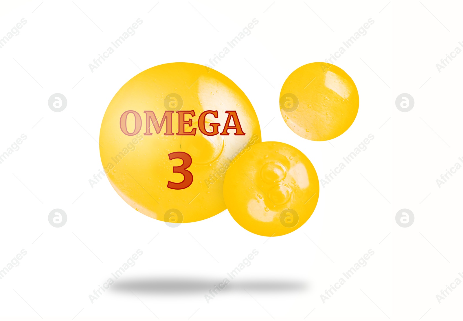 Yellow drops of Omega-3 in air on white background Image of Yellow drops of Omega-3 in air on white background