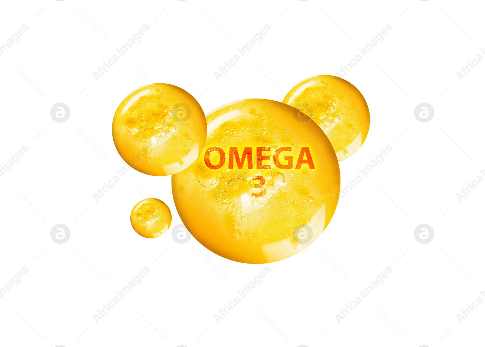 Yellow drops of Omega-3 on white background Image of Yellow drops of Omega-3 on white background