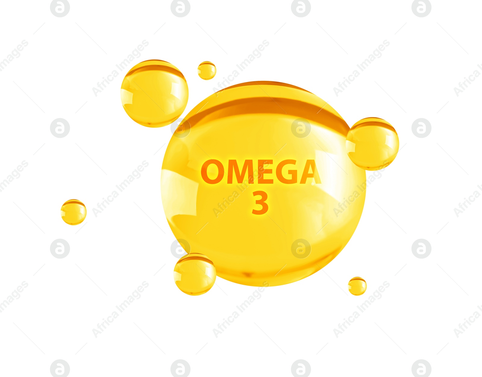 Yellow drops of Omega-3 on white background Image of Yellow drops of Omega-3 on white background