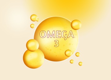 Image of Drops of Omega-3 on color gradient background