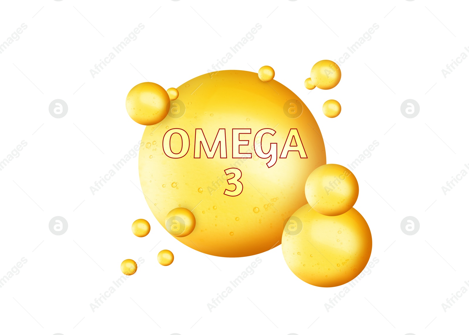 Yellow drops of Omega-3 on white background Image of Yellow drops of Omega-3 on white background