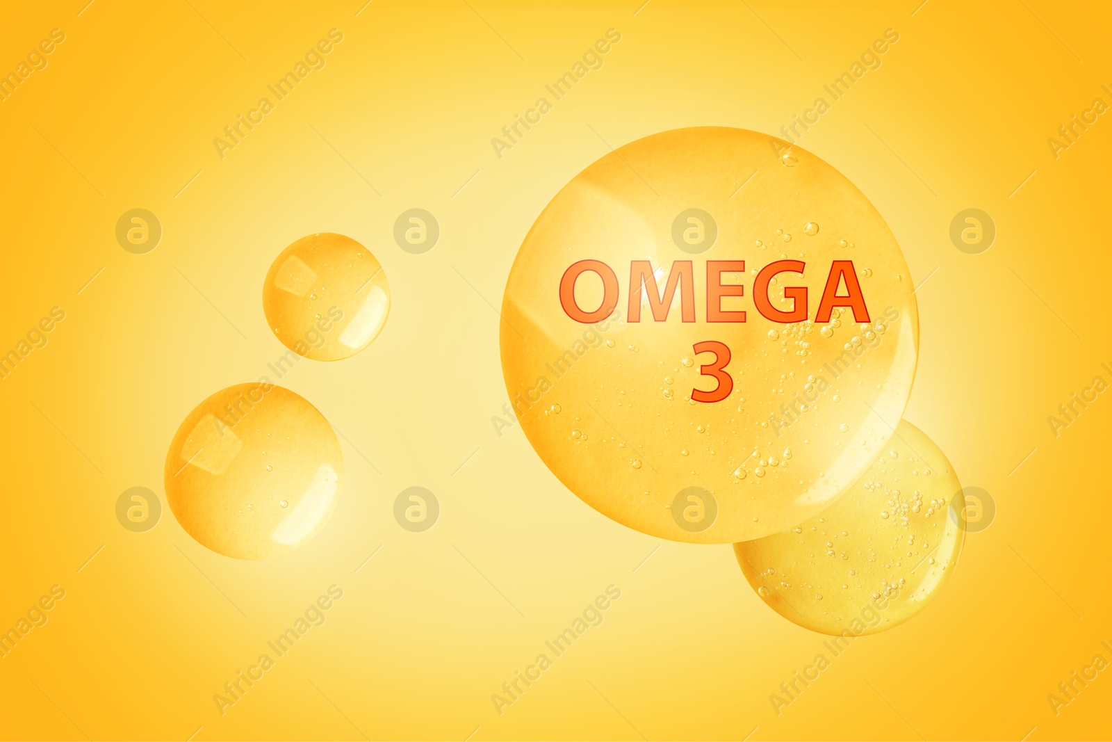 Image of Drops of Omega-3 on yellow gradient background