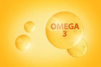 Image of Drops of Omega-3 on yellow gradient background