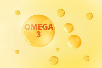 Image of Drops of Omega-3 on yellow gradient background