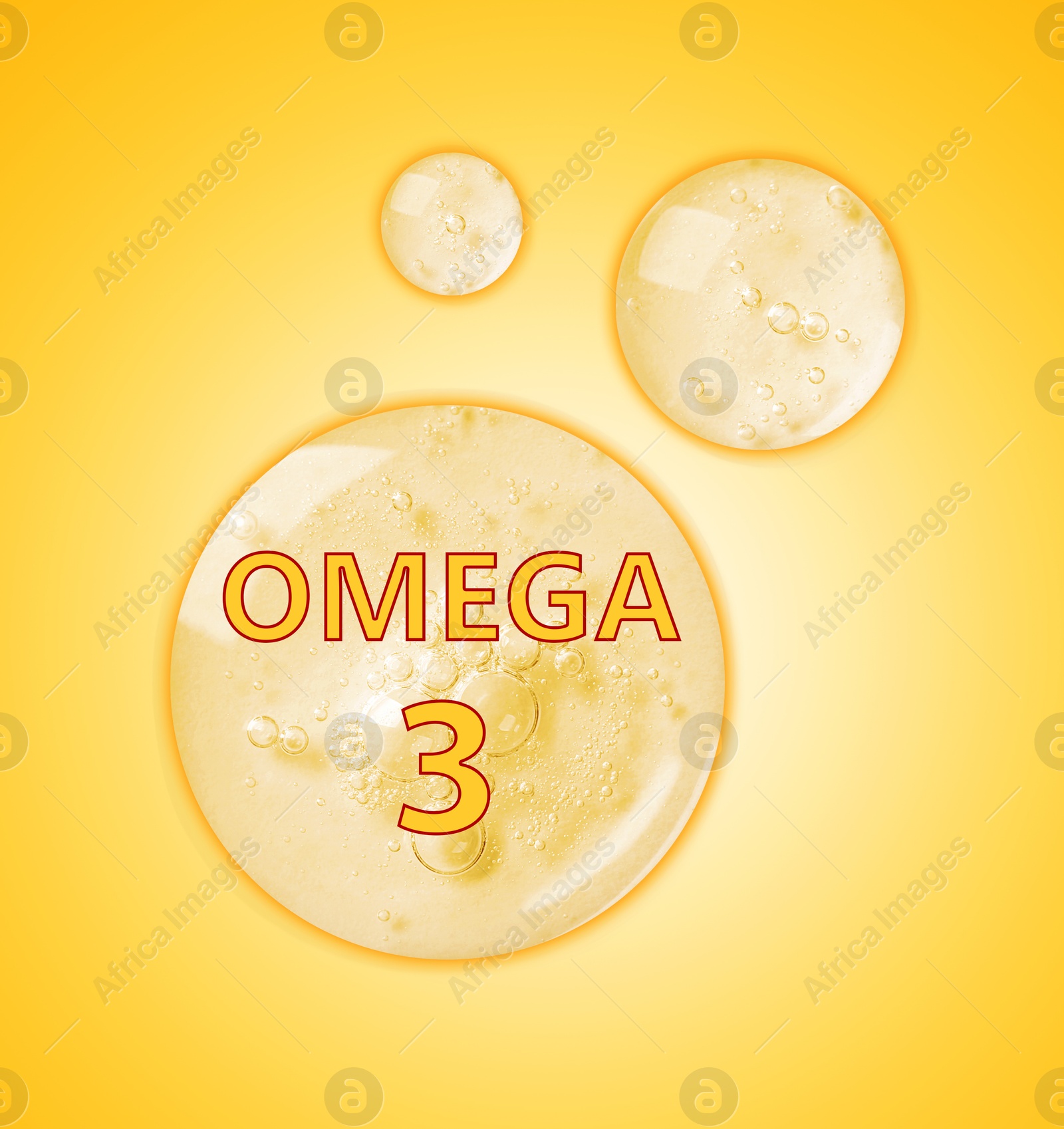 Drops of Omega-3 on yellow gradient background Image of Drops of Omega-3 on yellow gradient background