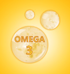 Image of Drops of Omega-3 on yellow gradient background
