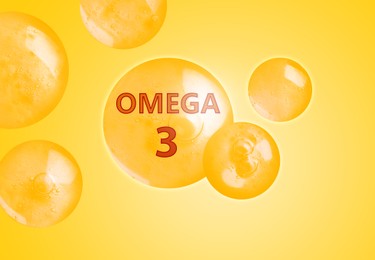 Image of Drops of Omega-3 on yellow gradient background