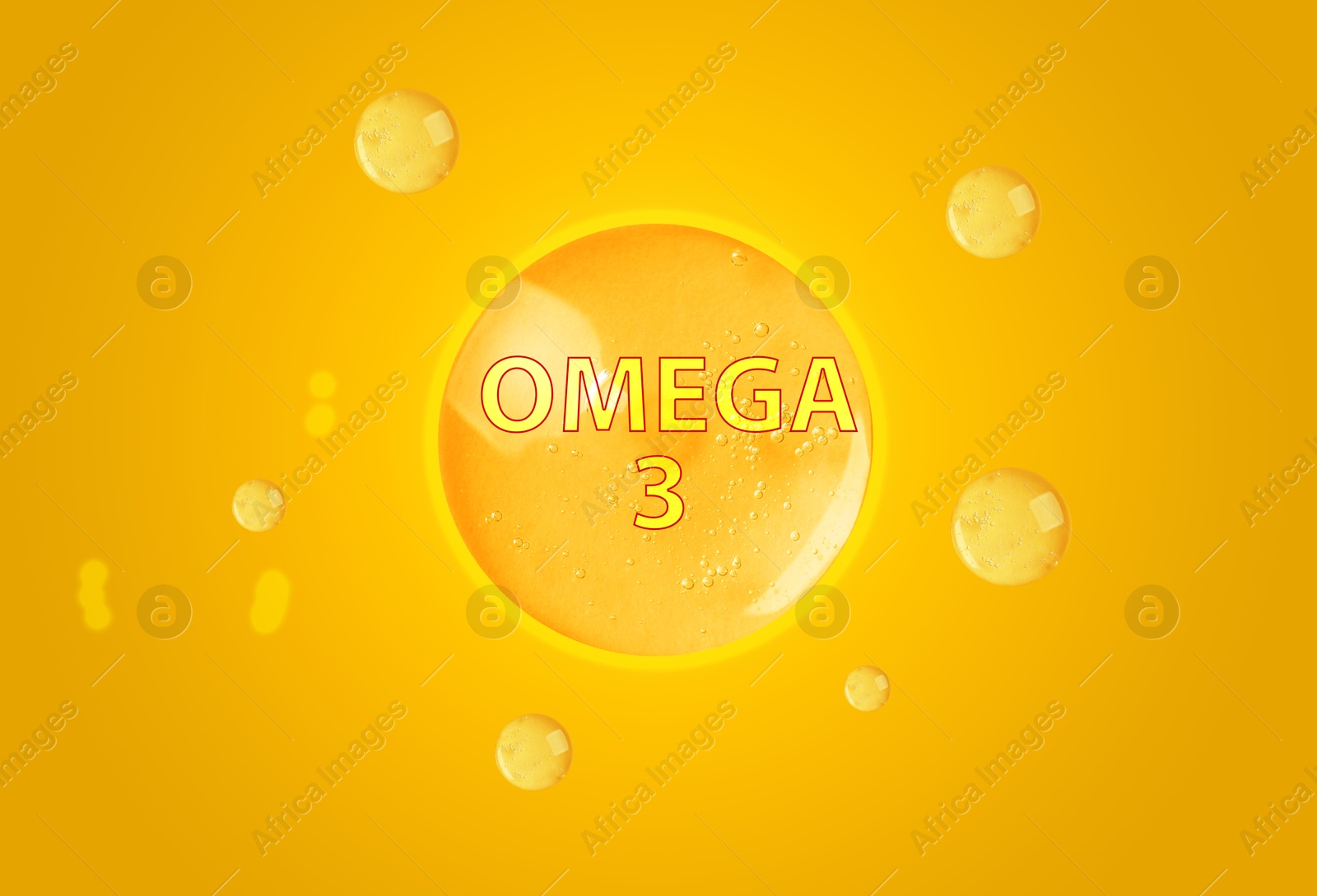 Drops of Omega-3 on yellow gradient background Image of Drops of Omega-3 on yellow gradient background