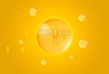 Image of Drops of Omega-3 on yellow gradient background
