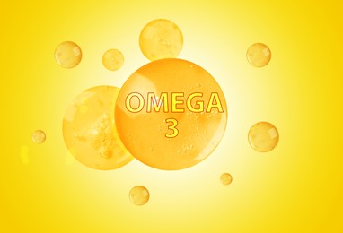 Image of Drops of Omega-3 on yellow gradient background