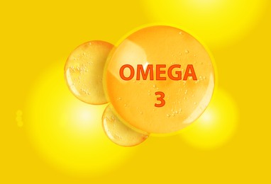 Image of Drops of Omega-3 on yellow gradient background