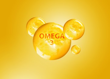 Image of Drops of Omega-3 on yellow gradient background