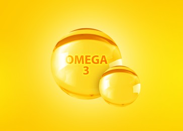 Image of Drops of Omega-3 on yellow gradient background
