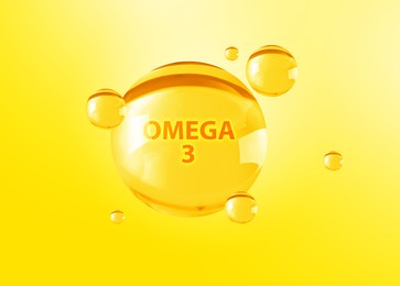 Image of Drops of Omega-3 on yellow gradient background