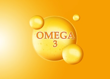 Image of Drops of Omega-3 on yellow gradient background