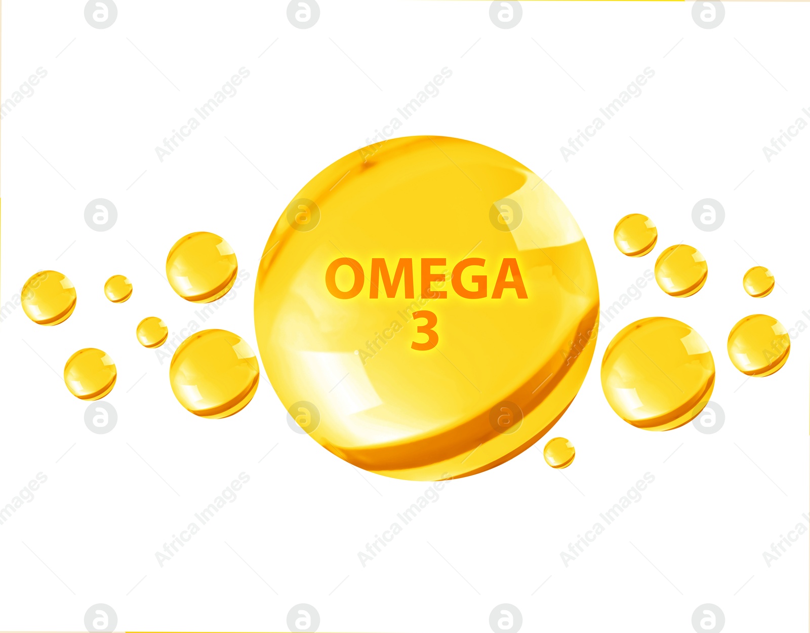 Yellow drops of Omega-3 on white background Image of Yellow drops of Omega-3 on white background
