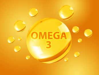 Image of Drops of Omega-3 on yellow gradient background