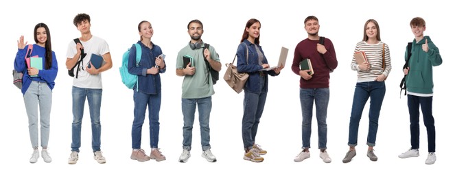 Image of Group of students on white background, collage
