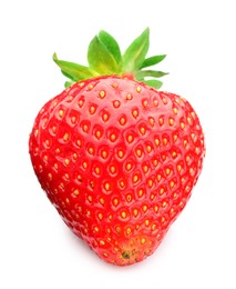 Photo of One fresh ripe strawberry isolated on white