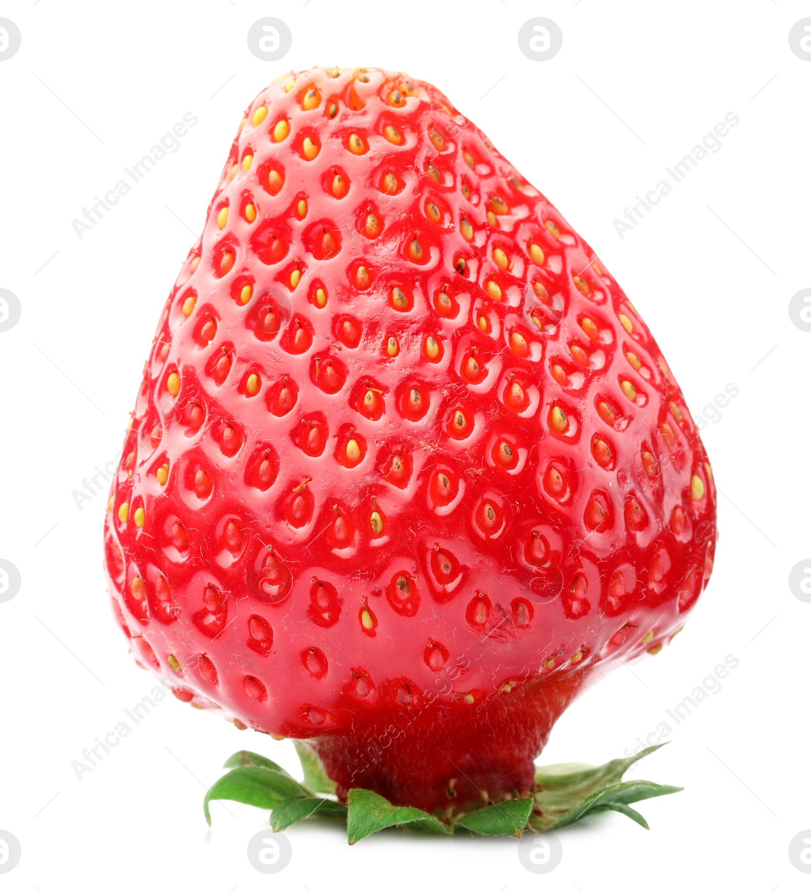 One fresh ripe strawberry isolated on white Photo of One fresh ripe strawberry isolated on white