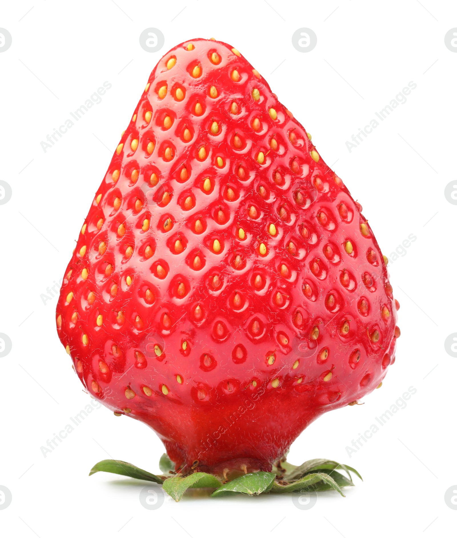 One fresh ripe strawberry isolated on white Photo of One fresh ripe strawberry isolated on white