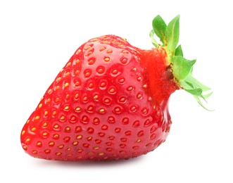 Photo of One fresh ripe strawberry isolated on white
