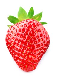 Photo of One fresh ripe strawberry isolated on white