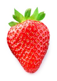 Photo of One fresh ripe strawberry isolated on white