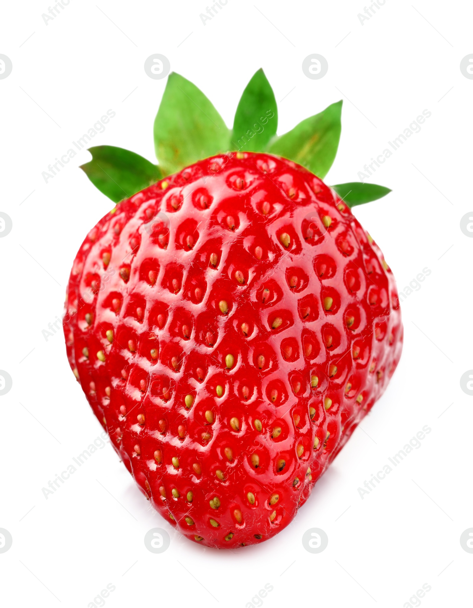 One fresh ripe strawberry isolated on white Photo of One fresh ripe strawberry isolated on white