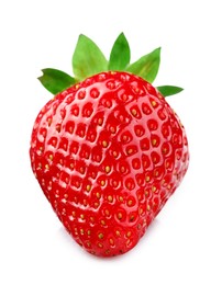 Photo of One fresh ripe strawberry isolated on white