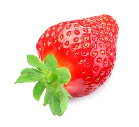 Photo of One fresh ripe strawberry isolated on white